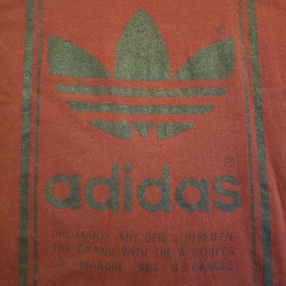 Vintage Adidas Double Sided Trefoil Logo Maroon T Shirt - Picture 5 of 7